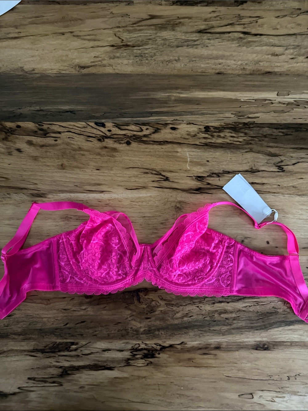 Lace Underwire Bra in Hot Pink — Supportive Feminine Style